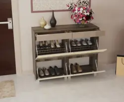 Shoe rack with drawer in the hallway photo