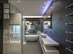 Bathroom design with built-in bathtub