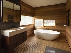 Дизайн ванны из панелей дерева