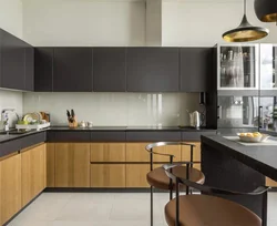 Дизайн кухонного гарнитура прямого для гостиной