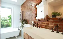 Brick finishing in the bathroom photo