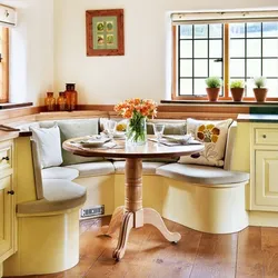 Corner kitchens with round table photo