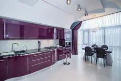 Gray-violet color in the kitchen interior