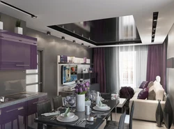 Серо фиолетовый цвет в интерьере кухни
