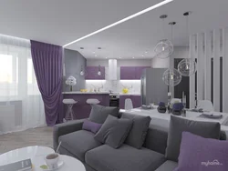 Gray-violet color in the kitchen interior