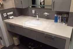 Gray Countertop In The Bathroom Photo