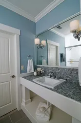 Gray countertop in the bathroom photo