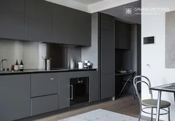 Graphite Refrigerator In The Kitchen Interior