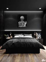 Спальные интерьеры черно