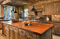 Wood kitchen in the interior