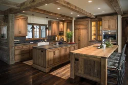 Wood kitchen in the interior
