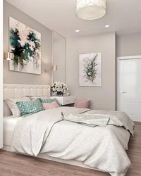 Pastel colors in the bedroom interior photo