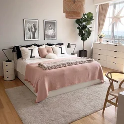 Pastel colors in the bedroom interior photo
