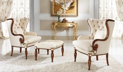 Armchairs in the living room in a classic style photo