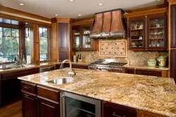 Kitchen design with marble and gold