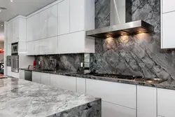 Kitchen design with marble and gold