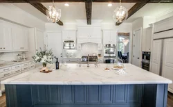 Kitchen design with marble and gold