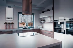 Kitchen living room with gas boiler design