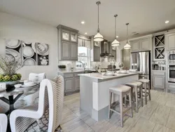 Kitchen Interior In A House In Gray Tones