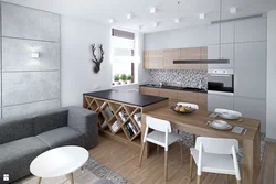 Kitchen Interior In A House In Gray Tones