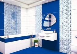 Дизайн Ванны С Белой И Голубой Плиткой