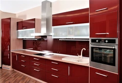 Dark red kitchen photo