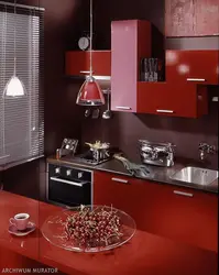 Dark red kitchen photo