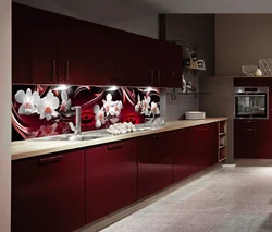 Dark red kitchen photo