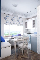 Blue kitchen design in Khrushchev