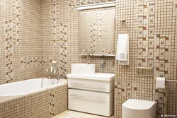 Дизайн ванной бежевая мозаика