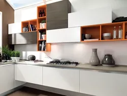 Shelves and cabinets in the kitchen design