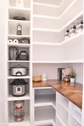 Shelves and cabinets in the kitchen design