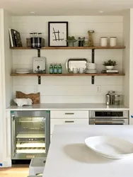 Design of shelves and cabinets in the kitchen photo