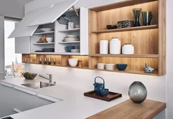 Design of shelves and cabinets in the kitchen photo