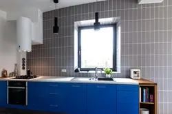 Blue floor kitchen interior