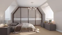 Дызайн мансарды спальня шафы