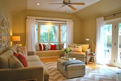 Bedroom interior with window sofa