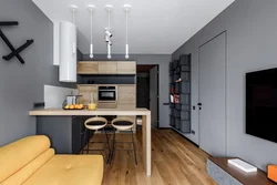 Interior of a studio apartment 18 sq m with kitchen