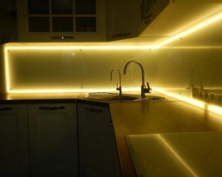 LED strip for the kitchen under cabinets how to connect photo
