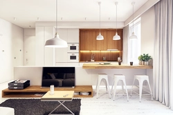 Apartment design with materials and furniture