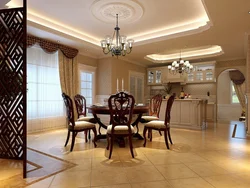 Photo of suspended ceilings in the living room-dining room