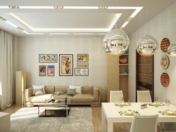Photo of suspended ceilings in the living room-dining room