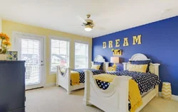 Bedroom yellow blue photo