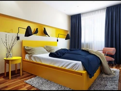 Спальня жоўта сіняя фота