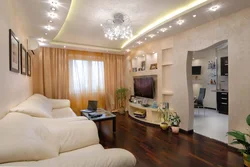 Design Of Two-Level Plasterboard Ceilings In The Living Room Photo