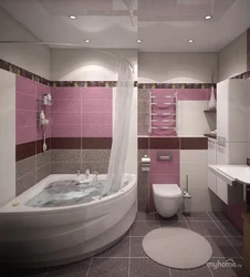 Үшбұрышты ваннасы бар ваннаның дизайны