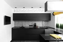 White kitchen design black bottom