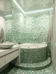 Bathroom design for small bathtub with mosaic tiles