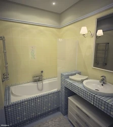 Bathroom design for small bathtub with mosaic tiles