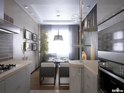 Kitchen design 18 sq m rectangular with balcony